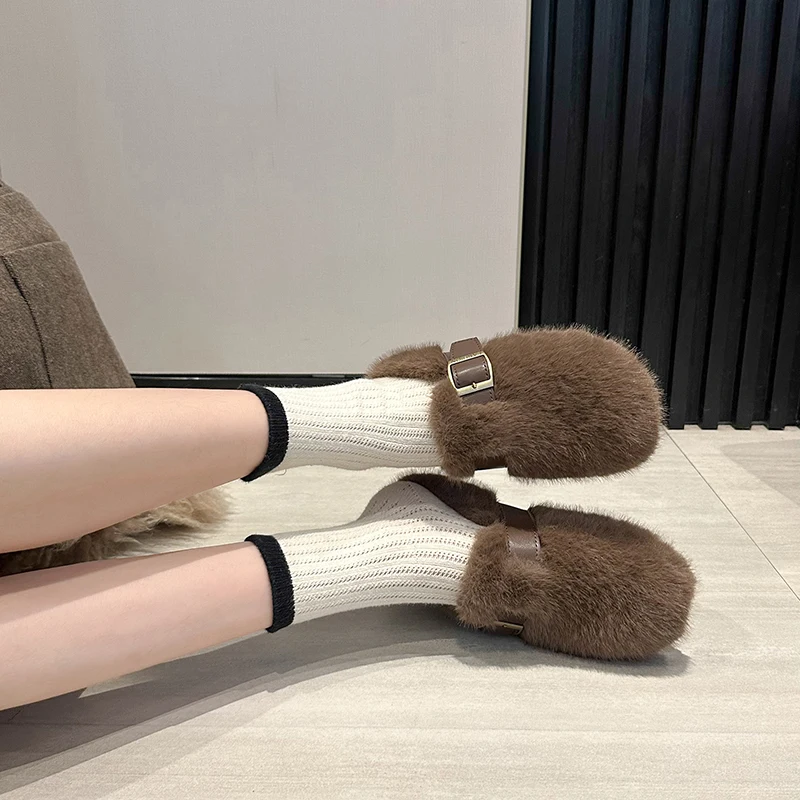 Winter Warm Women Slippers Fashion Shallow Slip On Shoes Concise House Cotton Flats Slides Shoes