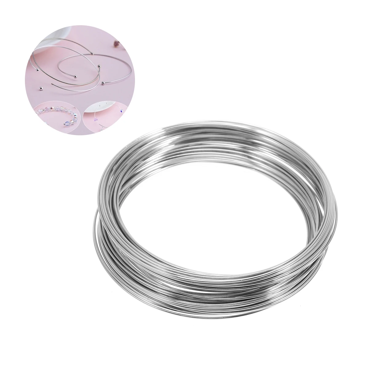 

1 Roll 60Mm Wire Silver Plated Frosted Bracelet Diy Jewelry Making Material Bangle Ring Craft For Women