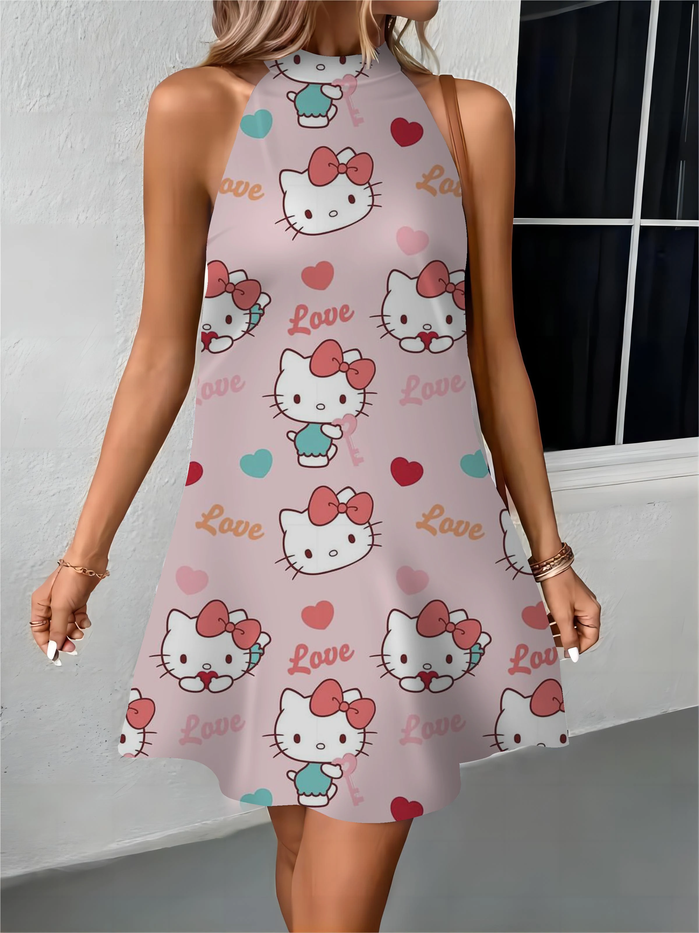 

Elegant Dresses for Women Beach Dress Bow Knot Off Shoulder Hello Kitty Apron Womens Fashion Summer 2024 Party Women's Evening