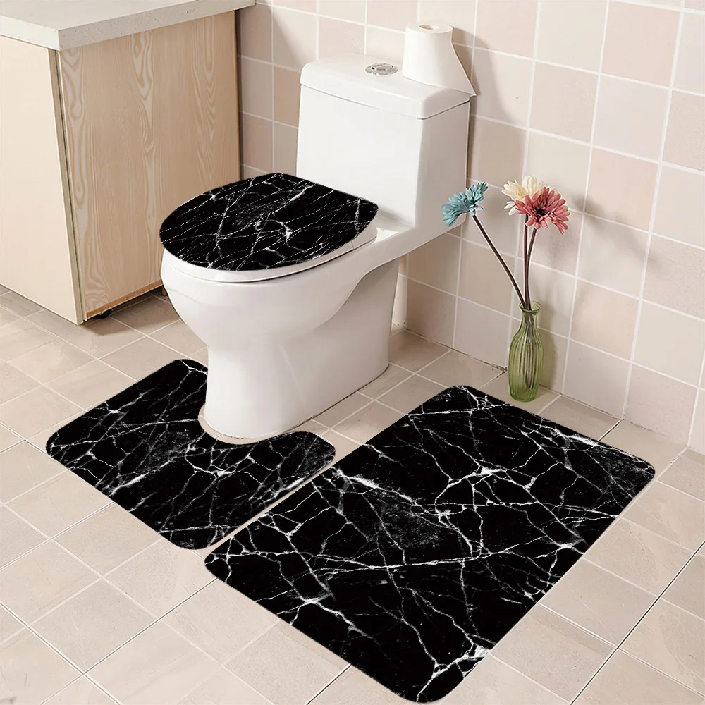 

Geometric Bath Mats Black White Marble Pattern Kitchen Mat Creative Design Home Door Pad Bedroom Foot Rug Bathroom Carpet Decor