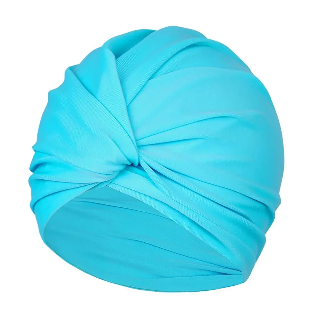 Female Girl High Elastic Swimming Hat Stretchy Free Size Swimming Caps Fabric Multi Colors Women Swimm Hat Water Sports