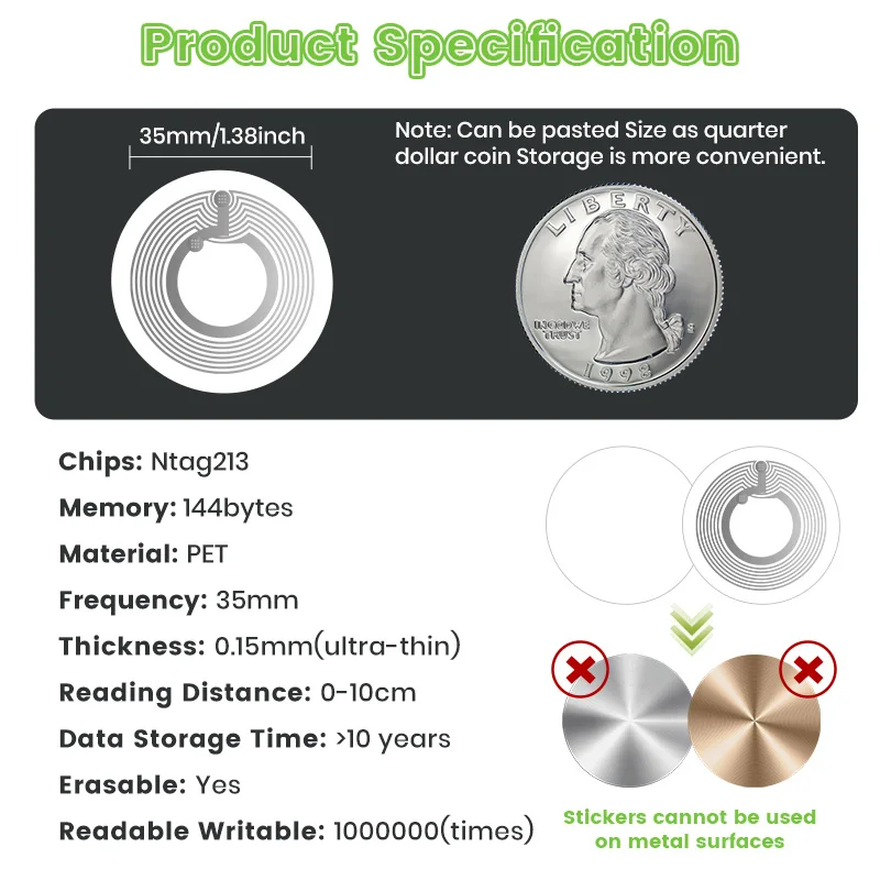 ملصقات NFC مقاس 35 مم Ntag213، علامات إنترنت الأشياء المتوافقة مع اختصارات الأتمتة الشخصية، علامات NFC، الهواتف والأجهزة المحمولة التي تدعم NFC #2
