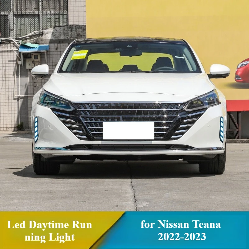 

Светодиодные дневные ходовые огни, динамический указатель поворота DRL, передний бампер, противотуманная фара для Nissan Altima 2022 2023, аксессуары для модификации