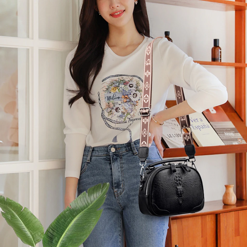 Women\'s Shoulder Handbag Fashion 2023 Trend Luxury Designed Bag Female Crocodile Pattern Material High-quality Soft Leather Bag