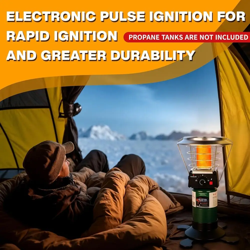 360 °   سخان بروبان خارجي مشع مع ميزات أمان، إشعال نبضي، مثالي للحدائق والباحات (لا يشمل أسطوانة الغاز