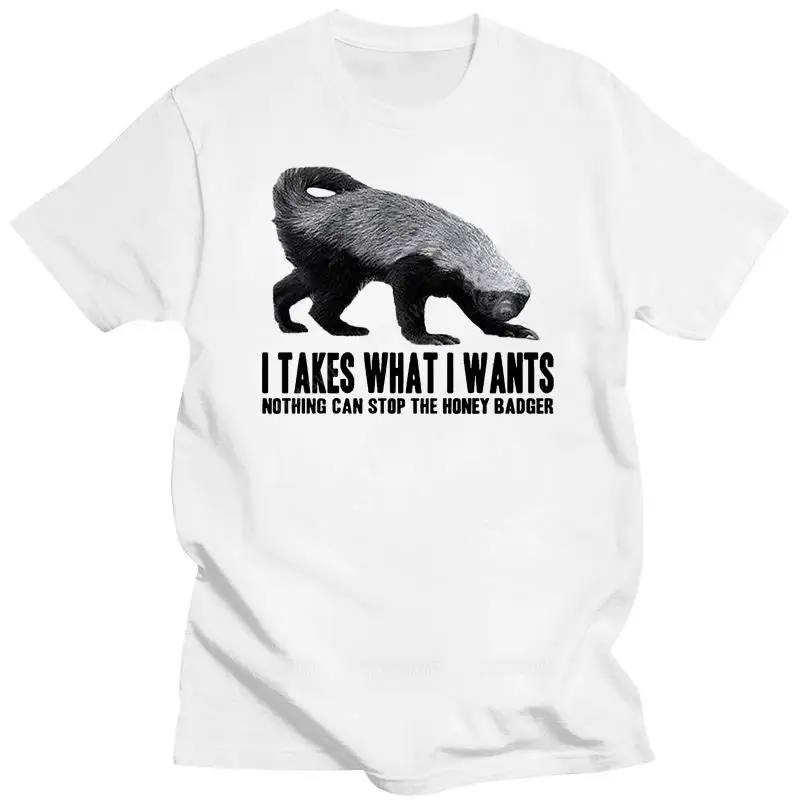 Black t shirt for male summer brand tee-shirt Honey Badger Speaks White T-Shirt - T-Shirt White teenager tee shirt fashion top