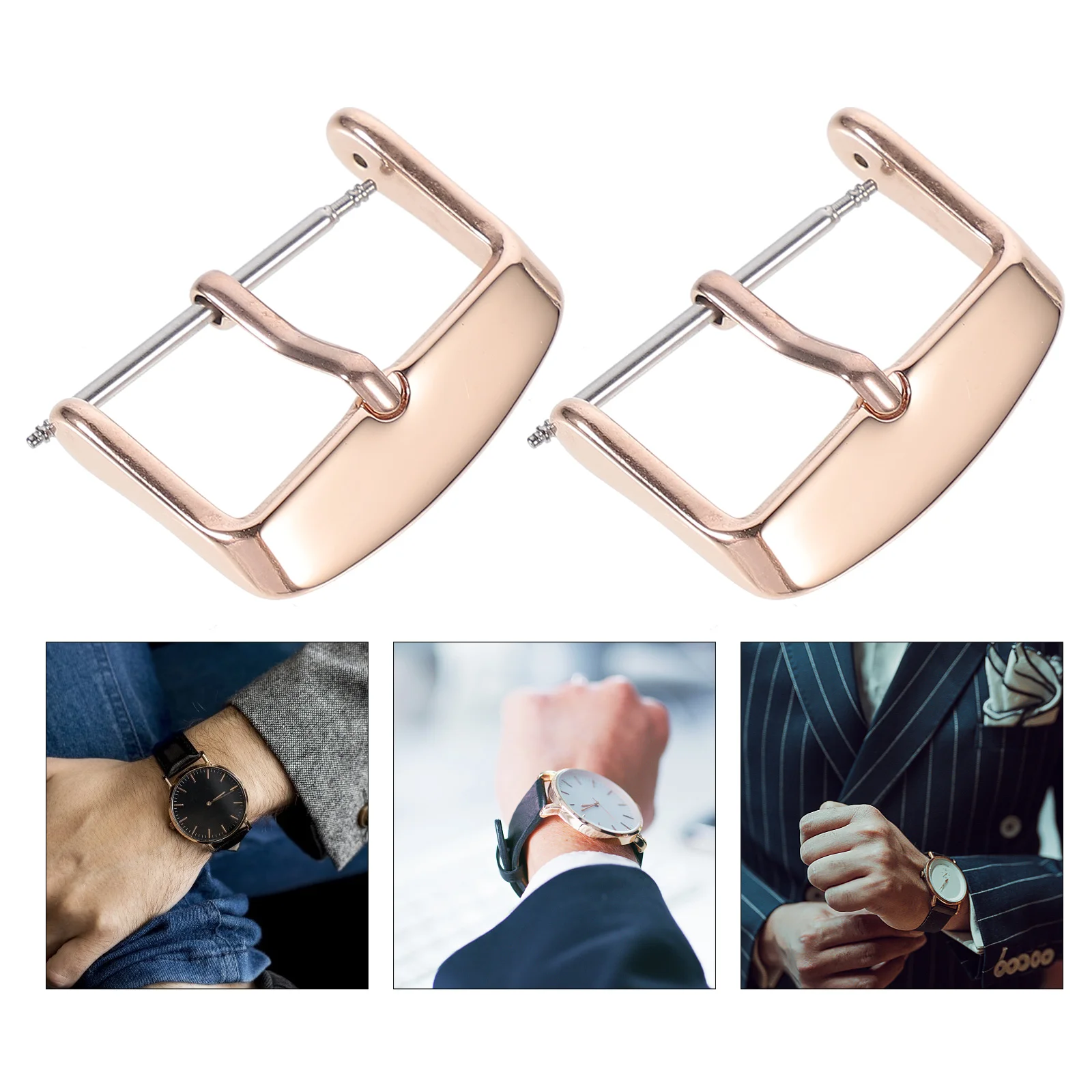 

2 Pcs Clasp Watch Strap Buckle Accessories Buckles Band Stainless Steel Watchband