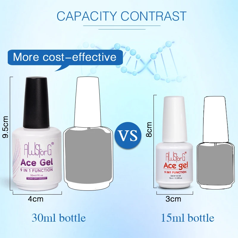 AWStorG 30ML Trasparente 9-in-1 Funzione Gel 2 IN 1 Top Coat in cristallo Semi Permanente Nail Art Gel Vernice Spessore Base Gel