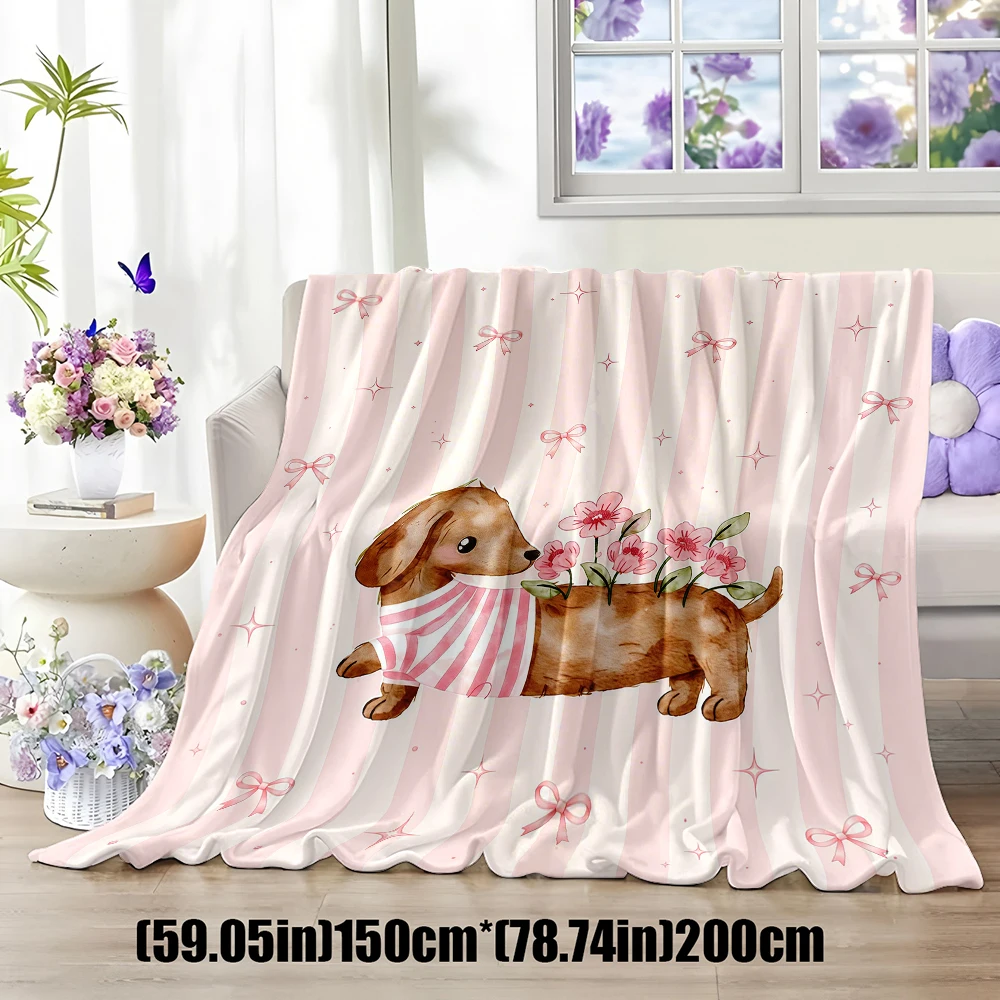 Sausage dog  Flannel Blanket Warm Soft Halloween Christmas Couch Warm Cozy Decorative Decor Gift for All Season