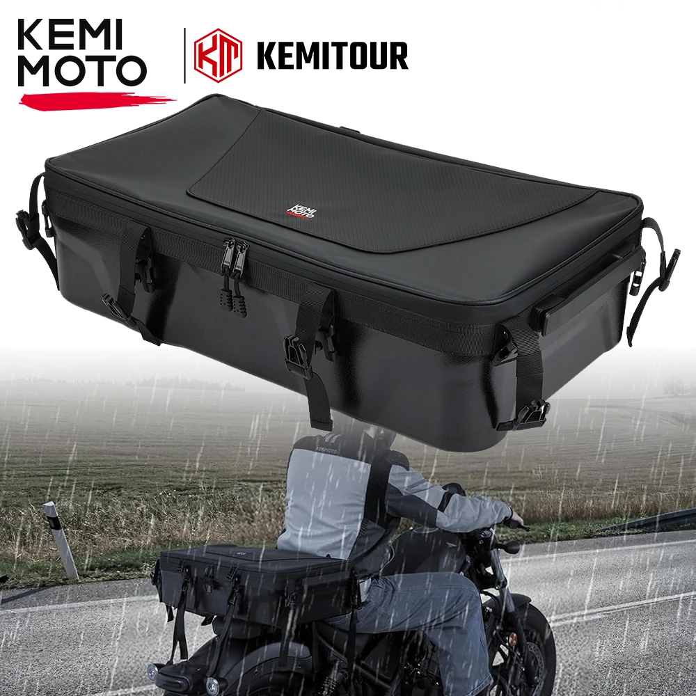 

Motorcycle Rear Luggage Bag 35L PVC Waterproof Tail Bag with Rain Cover Universal for Honda for Yamaha for Suzuki for Kawasaki