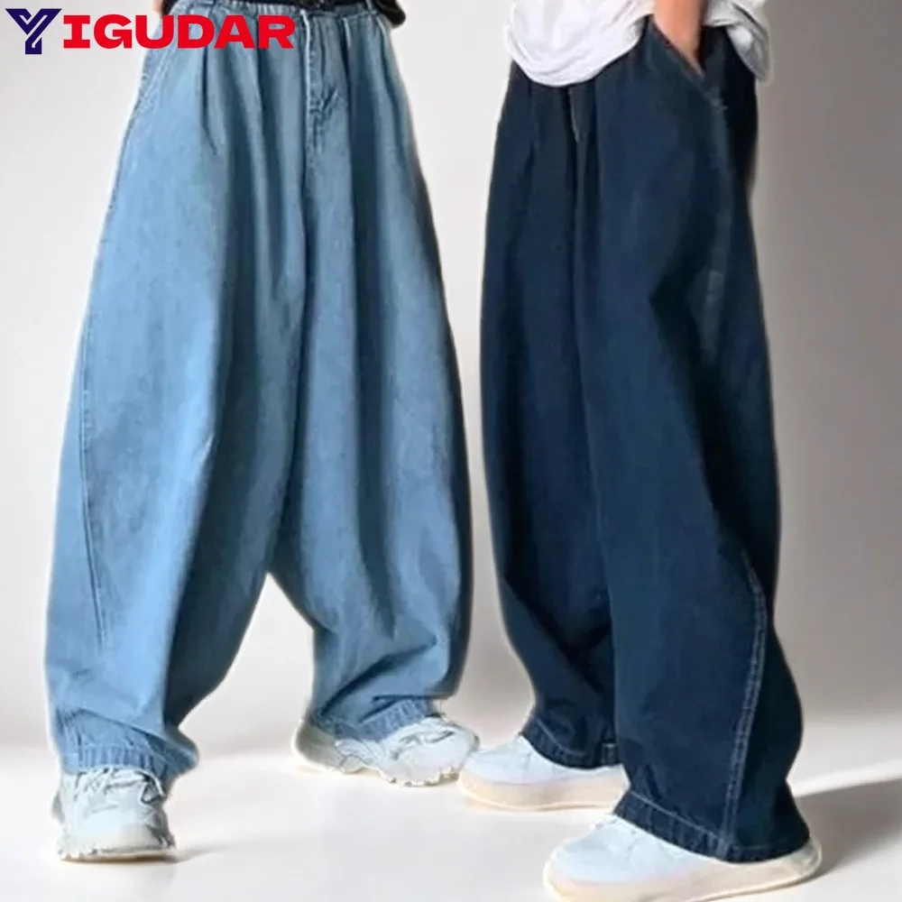 

Straight Jeans Men Blue Loose Denim Trousers cargo pants Streetwear Casual Wide Jeans Mans Women Pants men Baggy men jeans