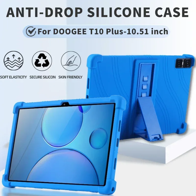 For DOOGEE T10 Plus 10.51 inch Kickstand Coat Shockproof Cover Tablet Case Soft Silicon Stand Protective Shell