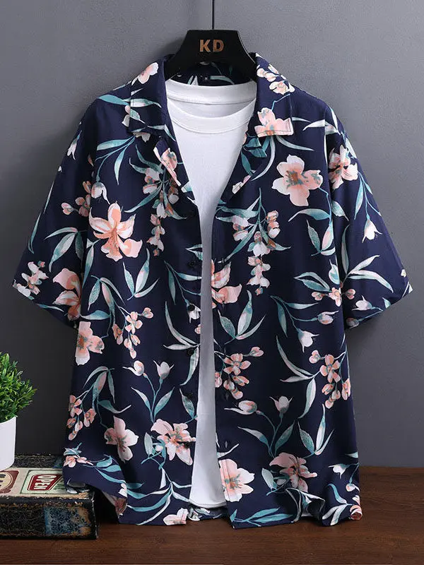 

Однобортный кардиган с воротником с принтом, мужской повседневный кардиган из полиэстера ort Sve, свободный крой, летний дизайн с принтом Faion