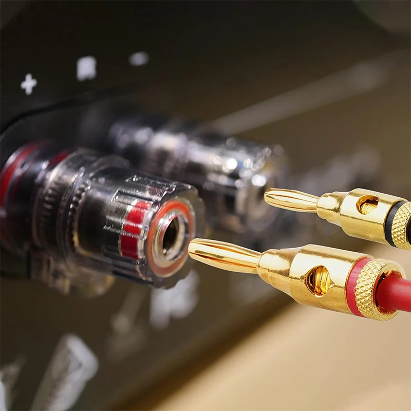 Adaptador de plugue banana banhado a ouro 4mm, cabo amplificador de som, conector de alto-falante de áudio, conectores de banana tipo parafuso com