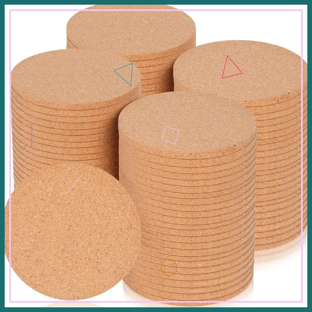 

200 Pcs 4 Inch Round Cork Coaster Set for Wine Glass Cup Mug Absorbent Thick Wooden DIY Crafts Office Home