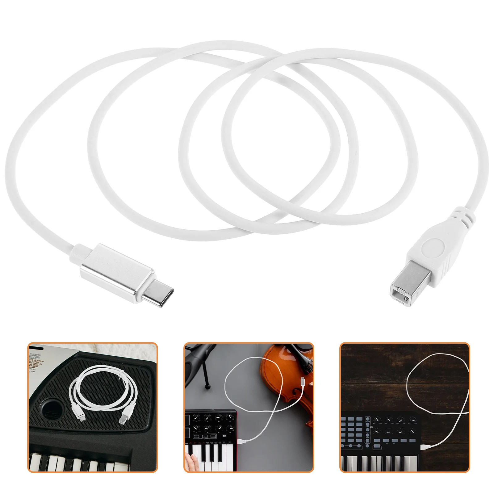 

1PCS TYPE C to USB Cable Audio Interface White for Laptop Electronic Musical Instruments Type C to Type B Converter