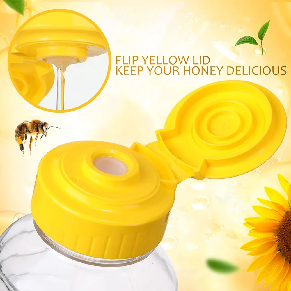 3.5oz Clear Plastic Honey Bottles Squeeze Empty Refillable Honey Holder with Leak Proof Flip Lid for Storing and Dispensing