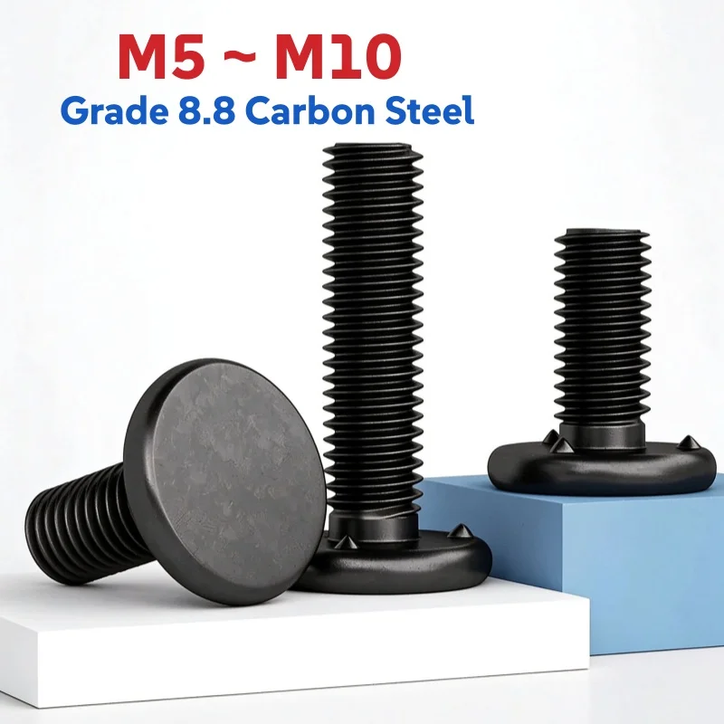 M5 ~ M10 Grade 8.8 Carbon Steel Black Welding Screws Flat Head Three-Point Car Welding Studs Length 10~55mm