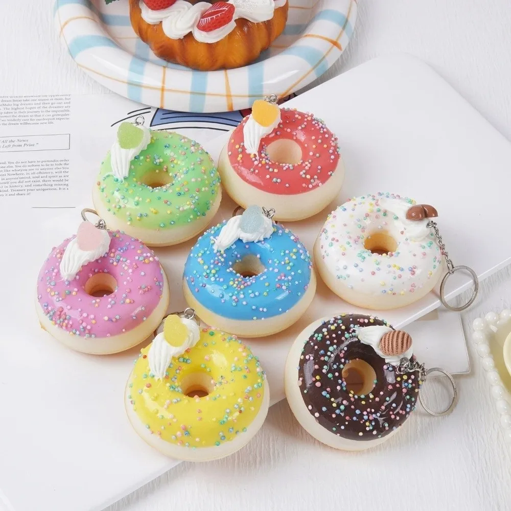 Simulated Food Donut Bread Squeeze Keychain Super Soft Quick Rebound Slow Rebound Keyring Mini Kneading Donut Squishy
