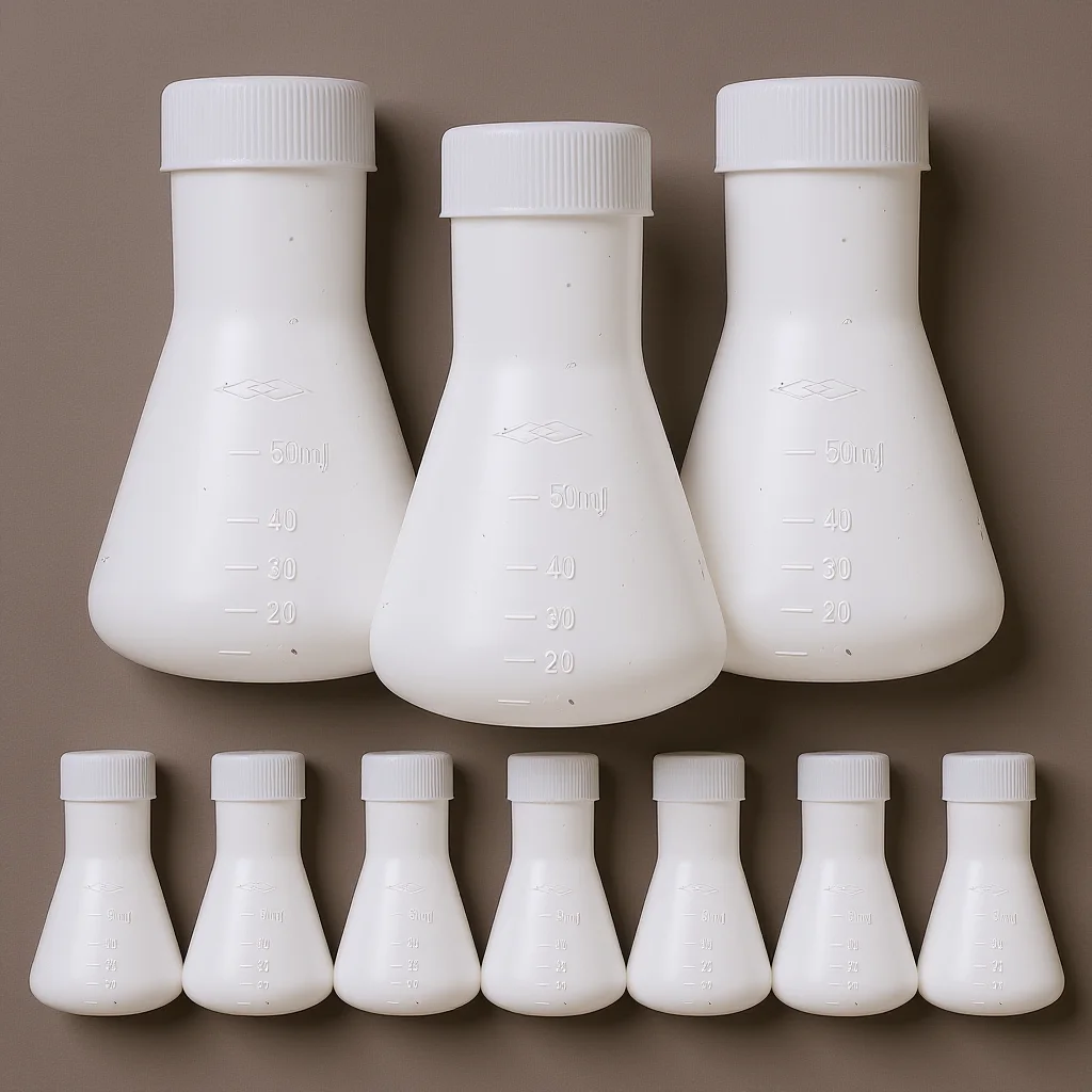 

10pcs 50Ml Erlenmeyer Flask Plastic With Lid Laboratory Experimental Container For Science Chemistry Research Pp Conical Flask