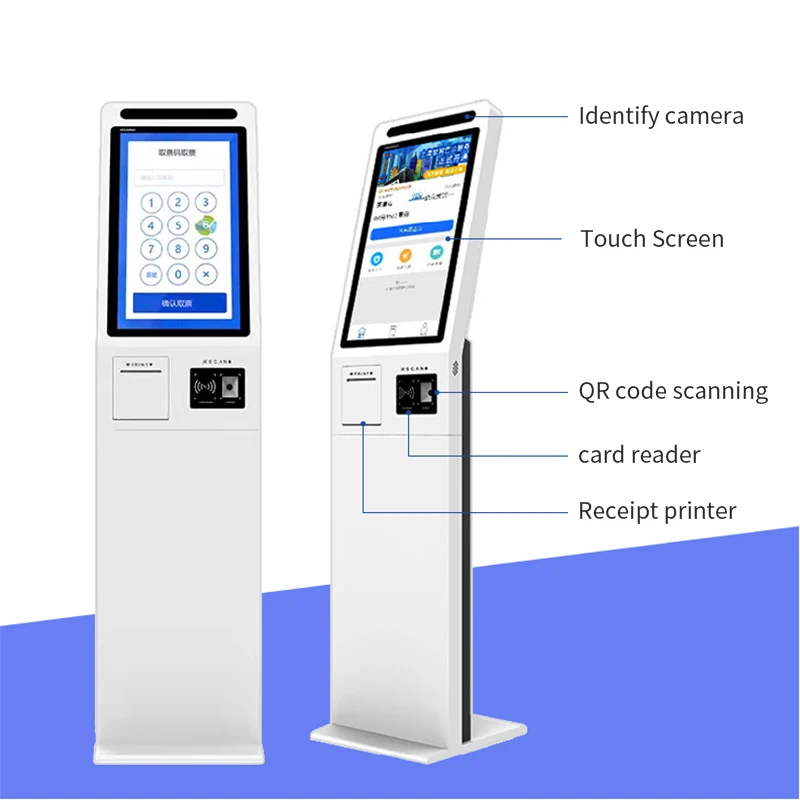 Quiosco de boletos automático de actividad de cabina de gestión de información de boletos de cola de banco de hospital táctil de autoservicio de 21,5 pulgadas