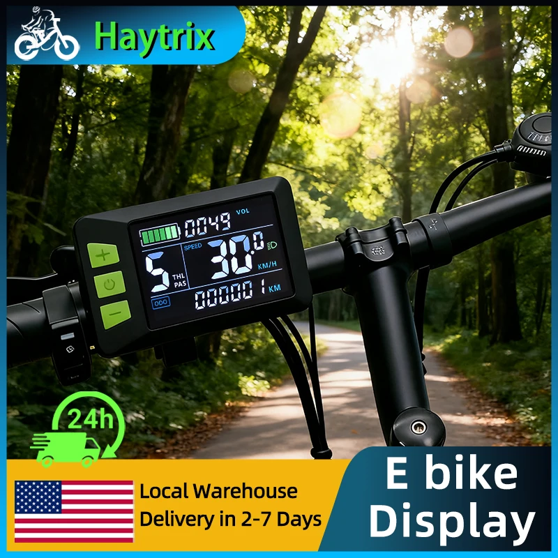 

[Haytrix-US] 24/36/48/60V Electric Bike Power Display Meter Interface ABS Housing LCD Display Panel Electric Bike Accessories