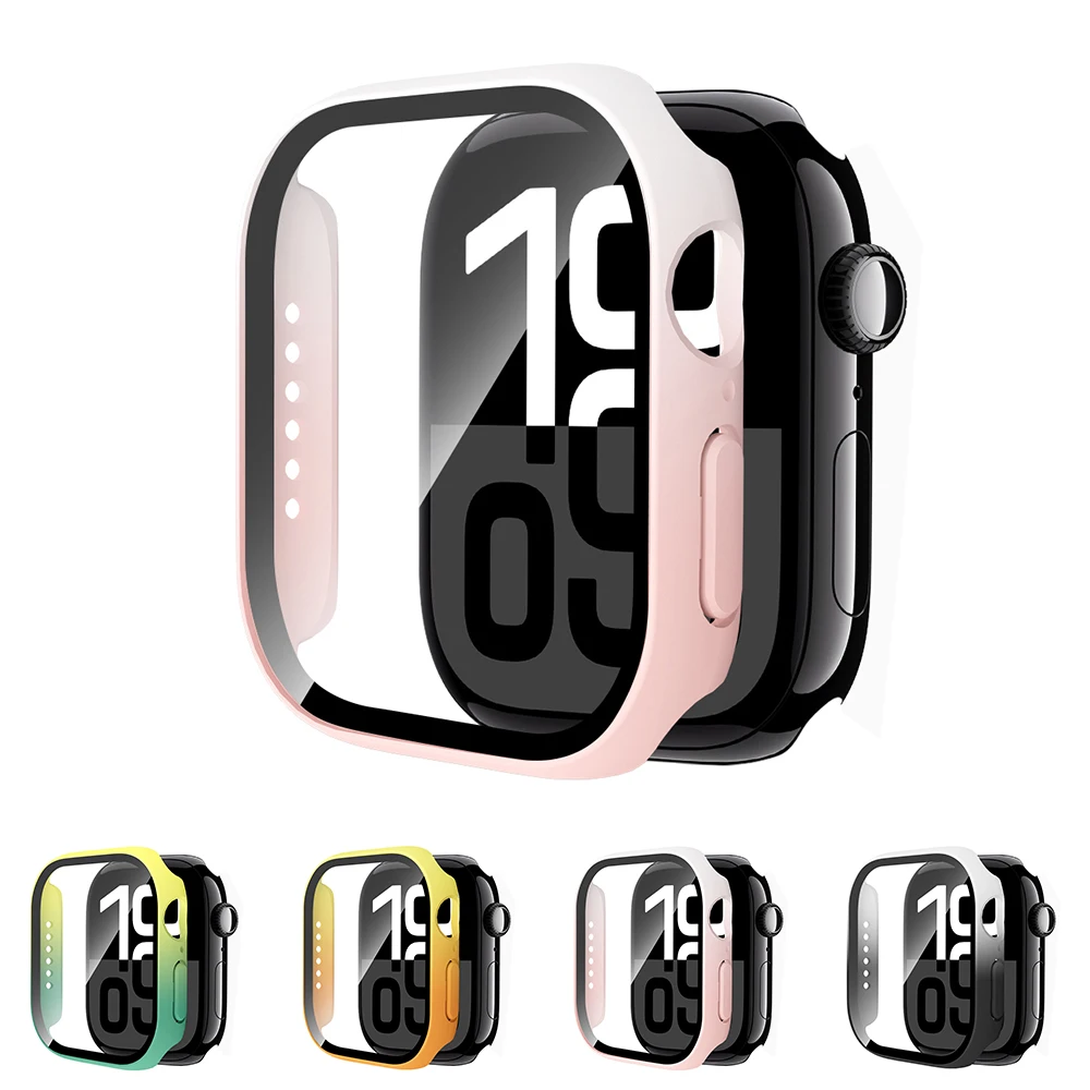 Gradient Color PC Case for Apple Watch Case 46mm 42mm 45mm 41mm 44mm 40mm Screen Protector for iWatch Series 11 10 9 8 7 6 5 4SE