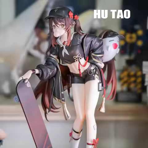 23cm Anime Genshin Impact Figures Hu Tao Action Figures Skateboarding Trendy Clothes PVC Model Collection Toys Birthday Gifts
