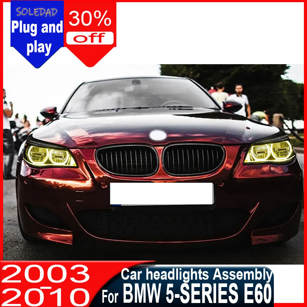 For BMW 5 Series E60 headlight assembly for 2003-2010 the modification of the two-color angel eyes daytime running lights