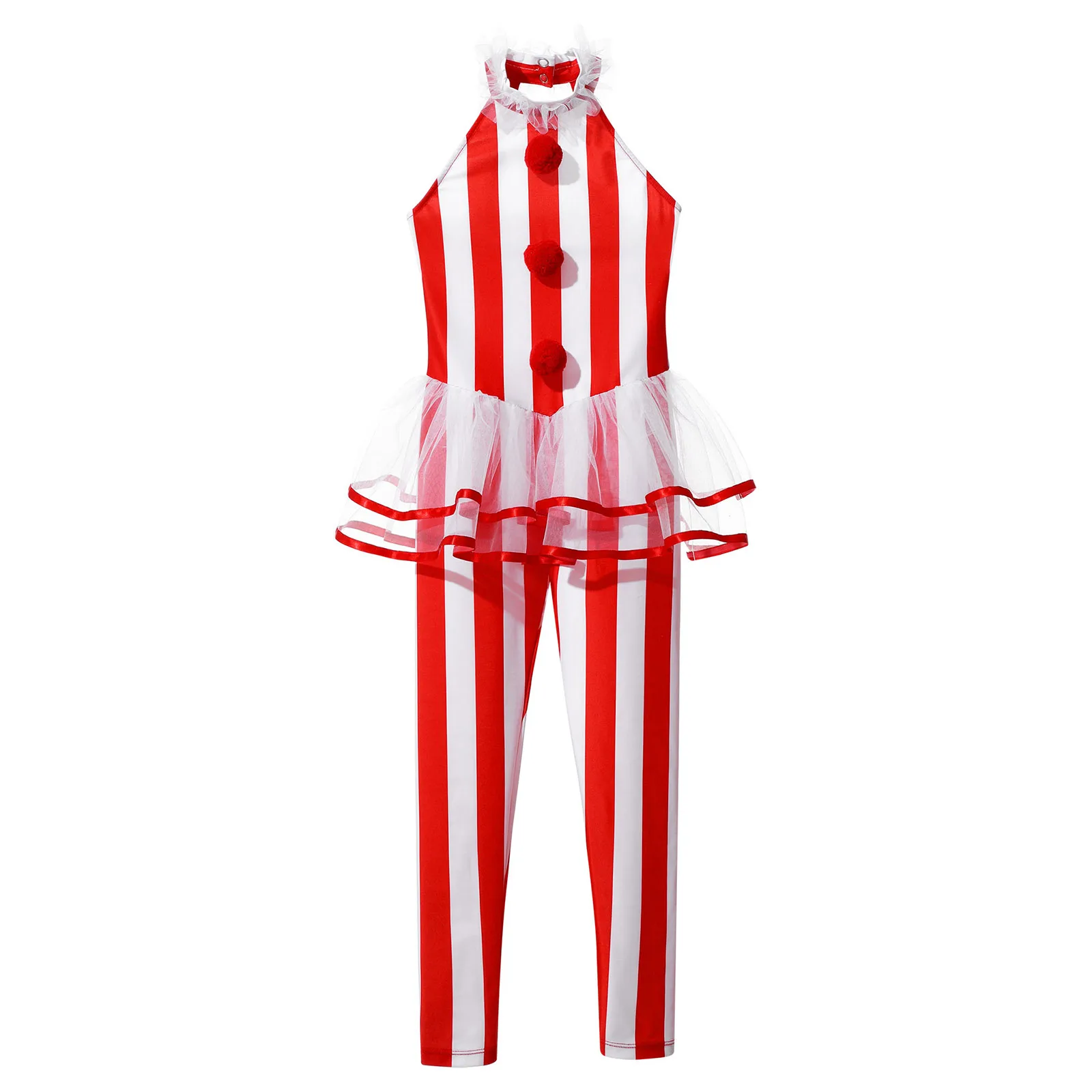 Teen Girls Christmas Striped Skirted Bodysuit Xmas Party Santa Claus Cosplay Performance Costume Ballet Dance Gymnastics Leotard