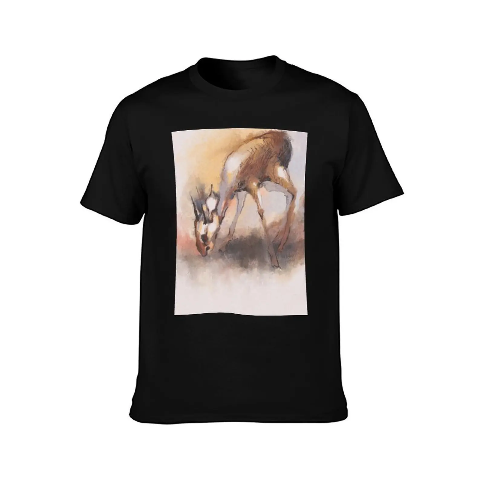 Mouse Deer T-Shirt, Summer Casual Cotton Tee, Oversized Streetwear Tops, Vintage Graphic Print, Loose Fit Short Sleeve