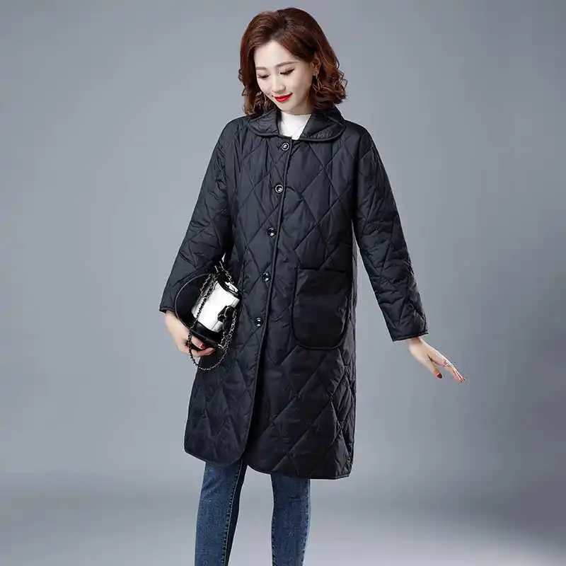Women Parkas Coats Solid Jackets Pocket Turn Down Collar Long Sleeves Long Y2k Loose Single Breasted Casual 2025 Winter Autumn