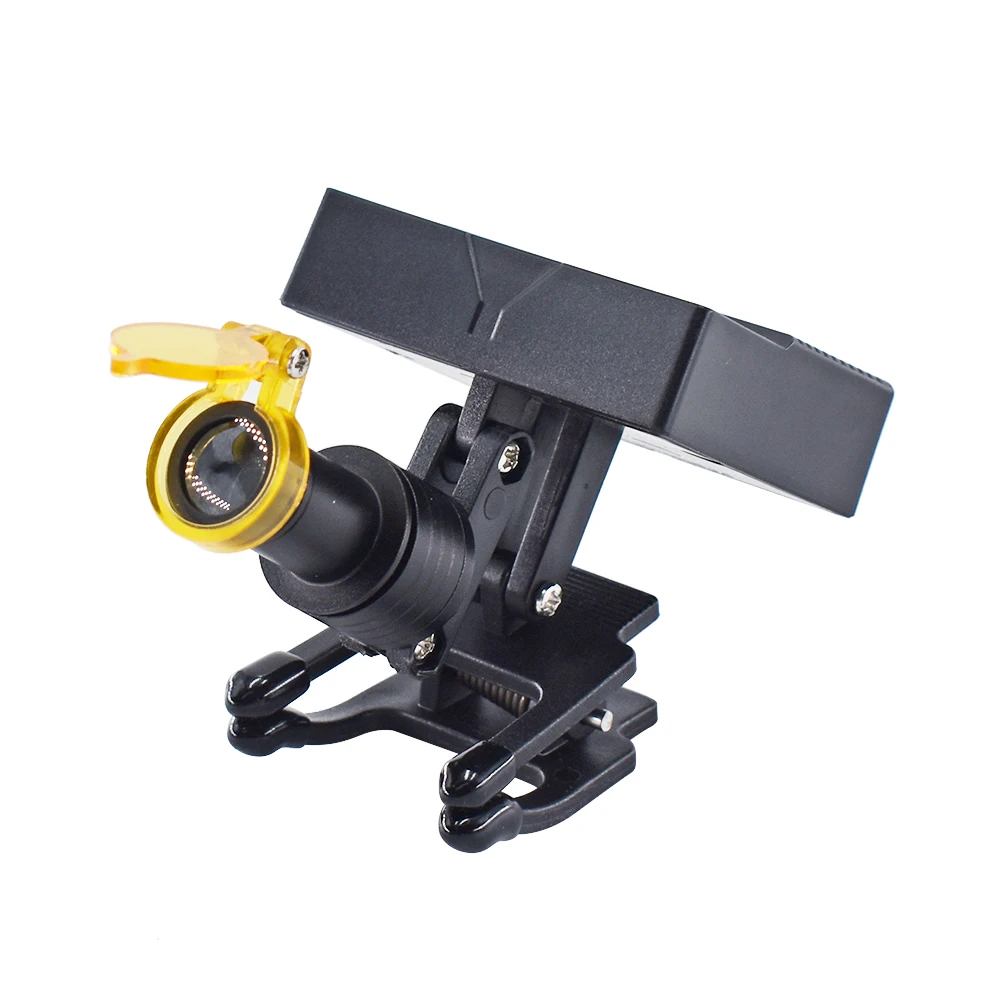 5W Wireless LED Headlight for Dental Brightness Adjustable Binocular Magnifier Spotlight Loupes with Glasses Clip Yellow Filter