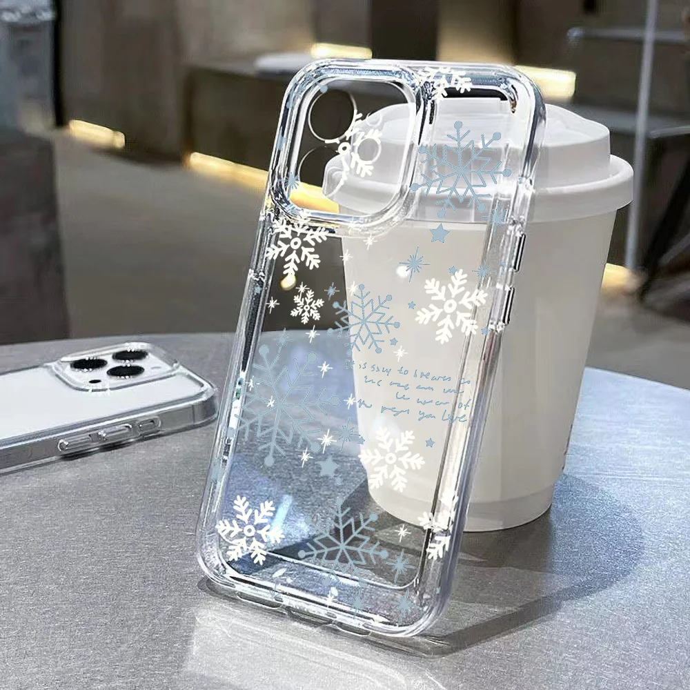 Christmas Tree Winter Snowflake Phone Case For Samsung S26 S25 S24 S23 S22 Ultra A57 A16 A37 A56 A08 A26 A18 A17 A55 Transparent