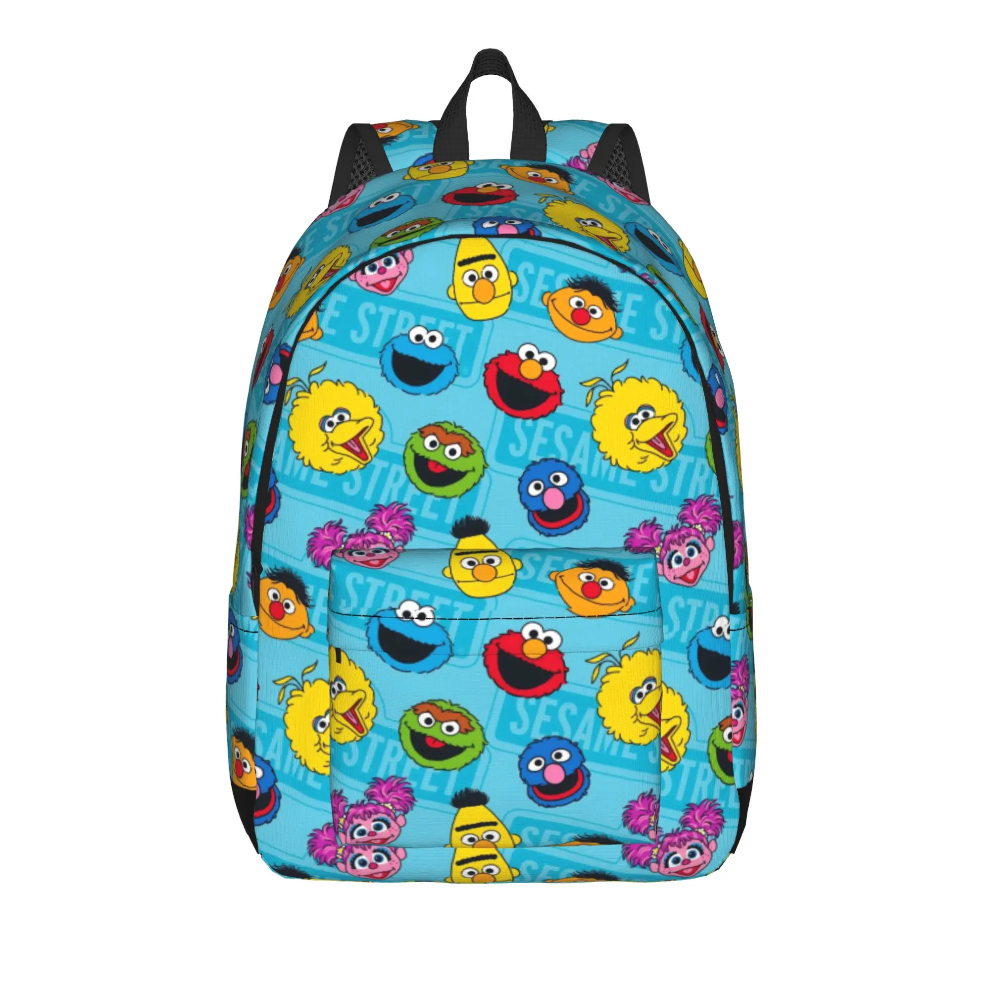 Sesames Streets Casual Backpack with Pocket Student Hiking Travel Cookie Monster Daypack for Men Women Laptop Canvas Bags