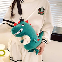 Cartoon Crossbody Bag para crianças, Coin Pouch, Cute Pouch, Zipper Wallets, Plush Fill Animal Purse, Kawaii Fashion, Dinossauro