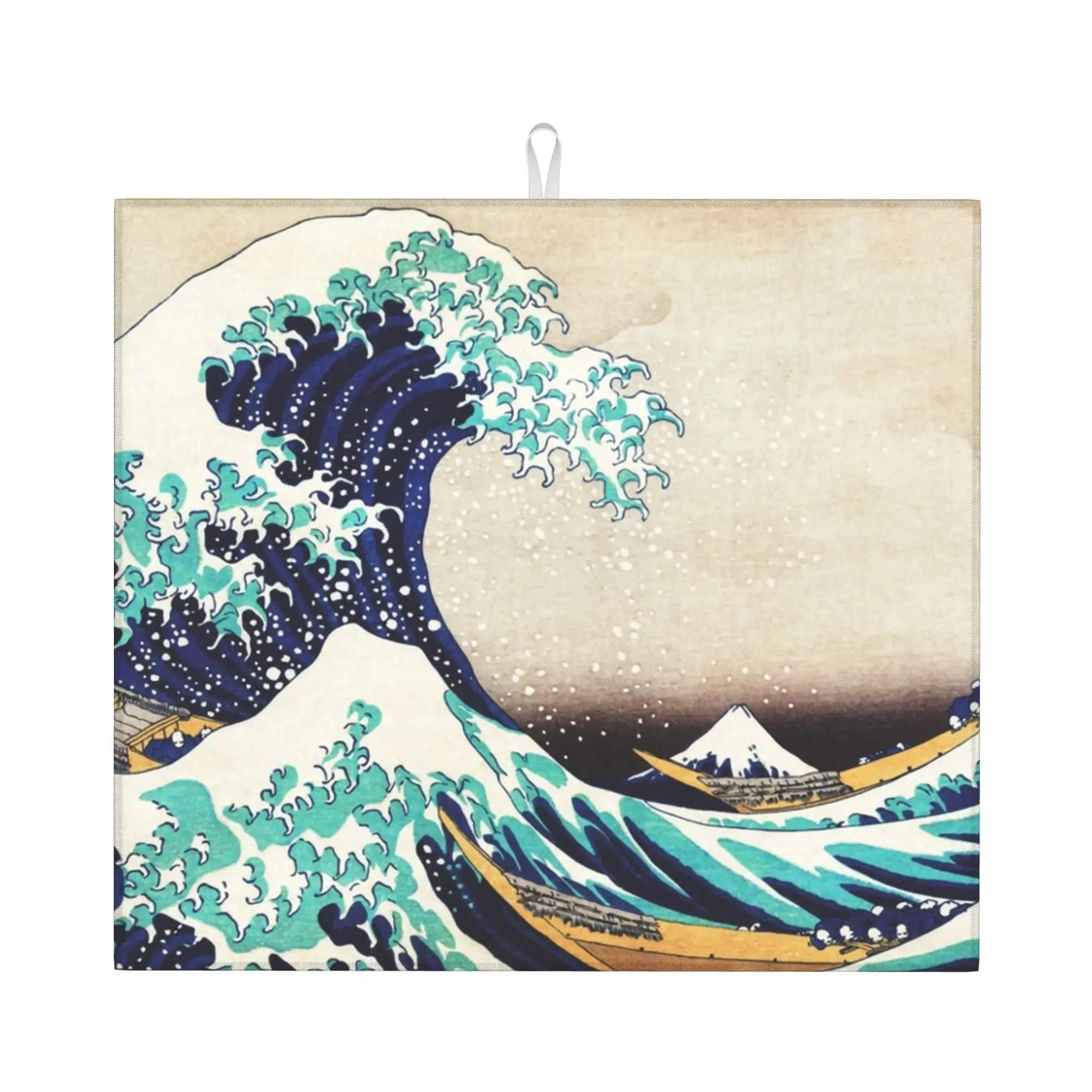 The Great Wave off Kanagawa Non Slip Kitchen Counter Protector Mat Barware Tableware Reusable  Bathroom Drying Mat For Kitchen