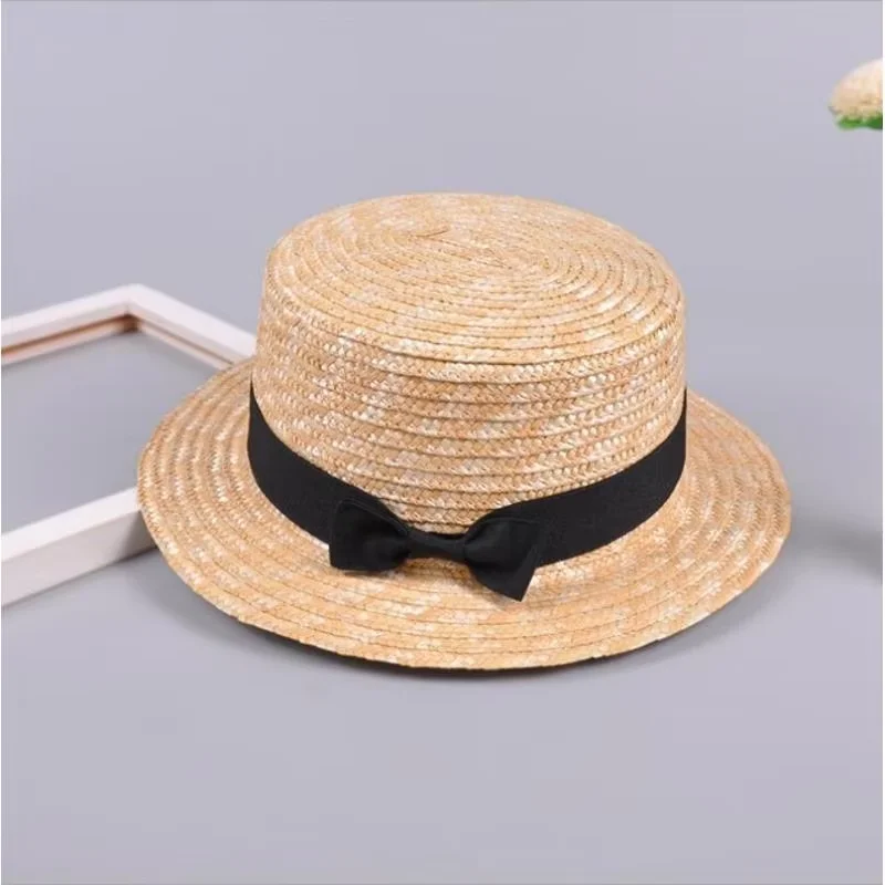 Lato rodzic-dziecko Bowknot kapelusz słońce dziewczyny słomiany kapelusz dzieci duże rondo plaża lato Boater plaża wstążka okrągły płasko zakończony słodkie dziecko