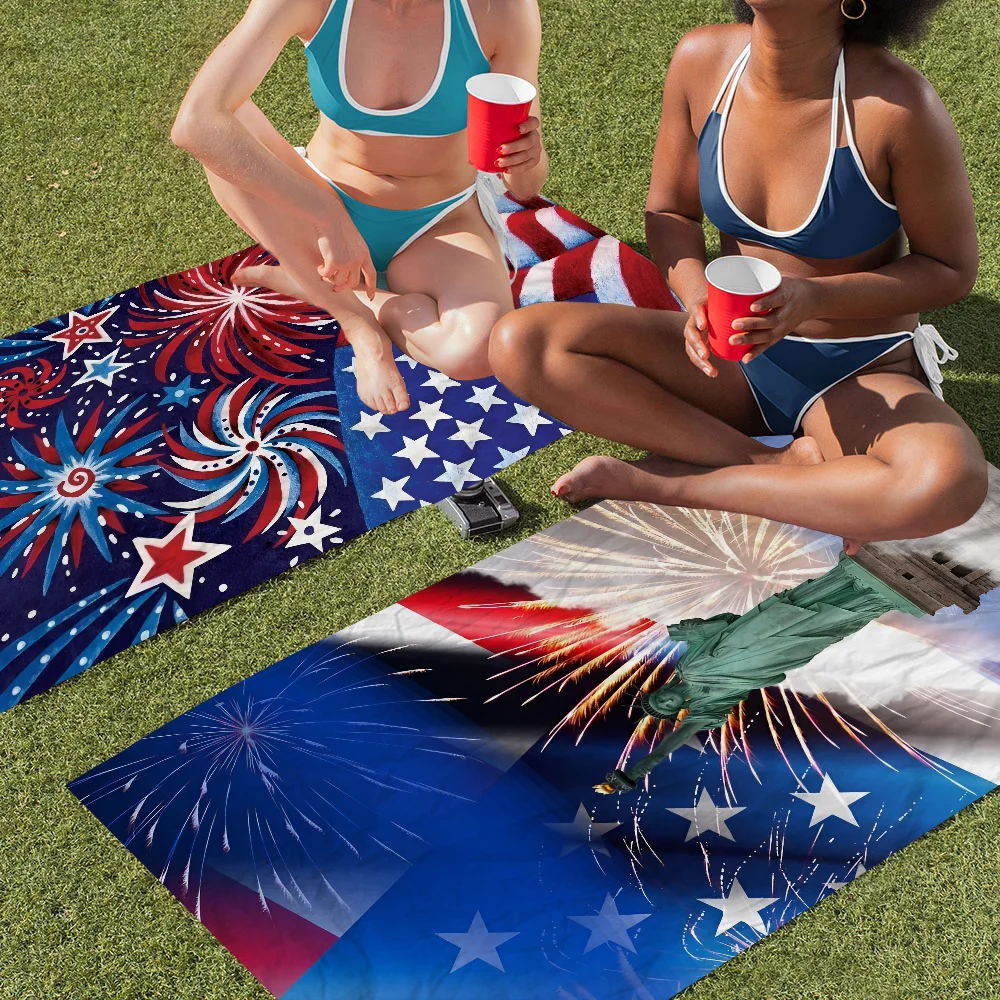 

Celebrating Independence Day Party in the United States Towel Microfiber Beach Towel Absorbent Quick dry Soft Yoga Swimming
