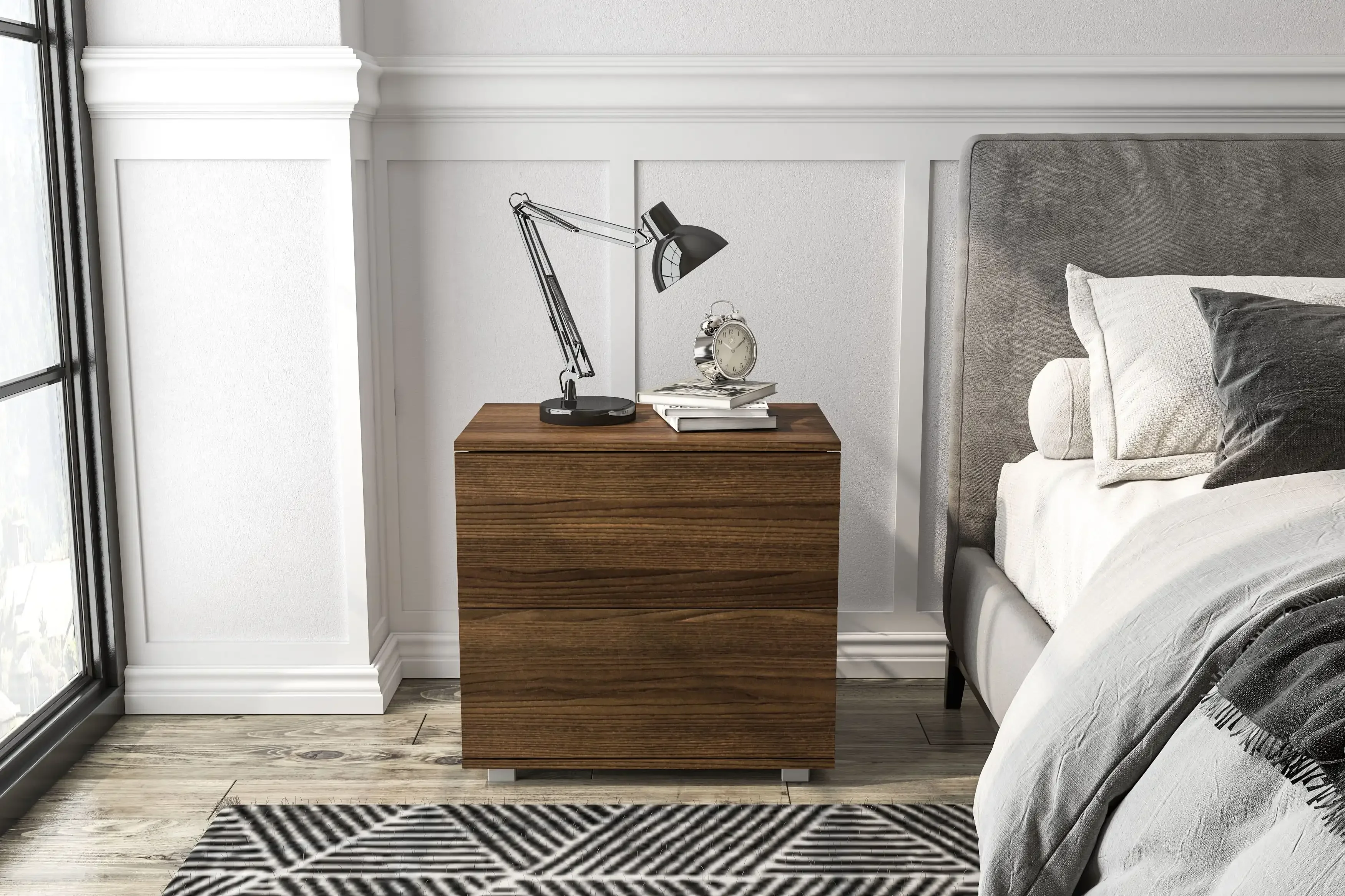 

Polifurniture Madison Modern 2-х ящиковая тумбочка, орех