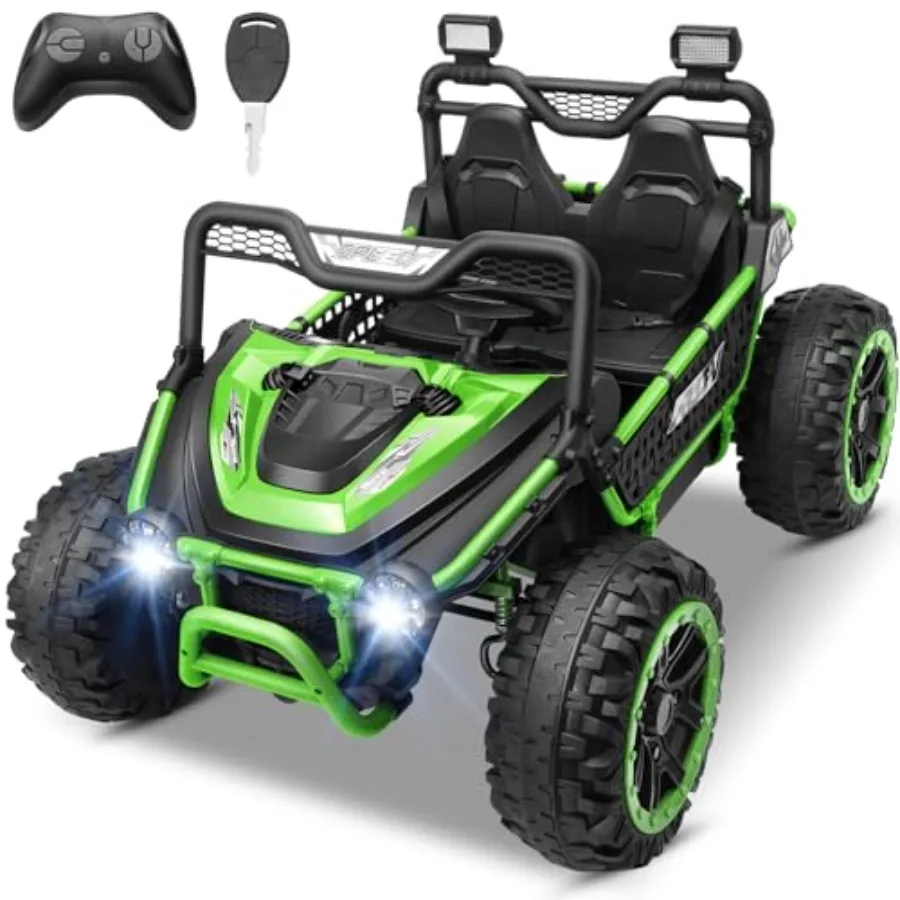

2 Seater 24V Ride on Toys for Big,Key Start Electric Truck UTV with Remote Control, XXL 22'' Seat, Power Wheels, Metal Frame/Sh
