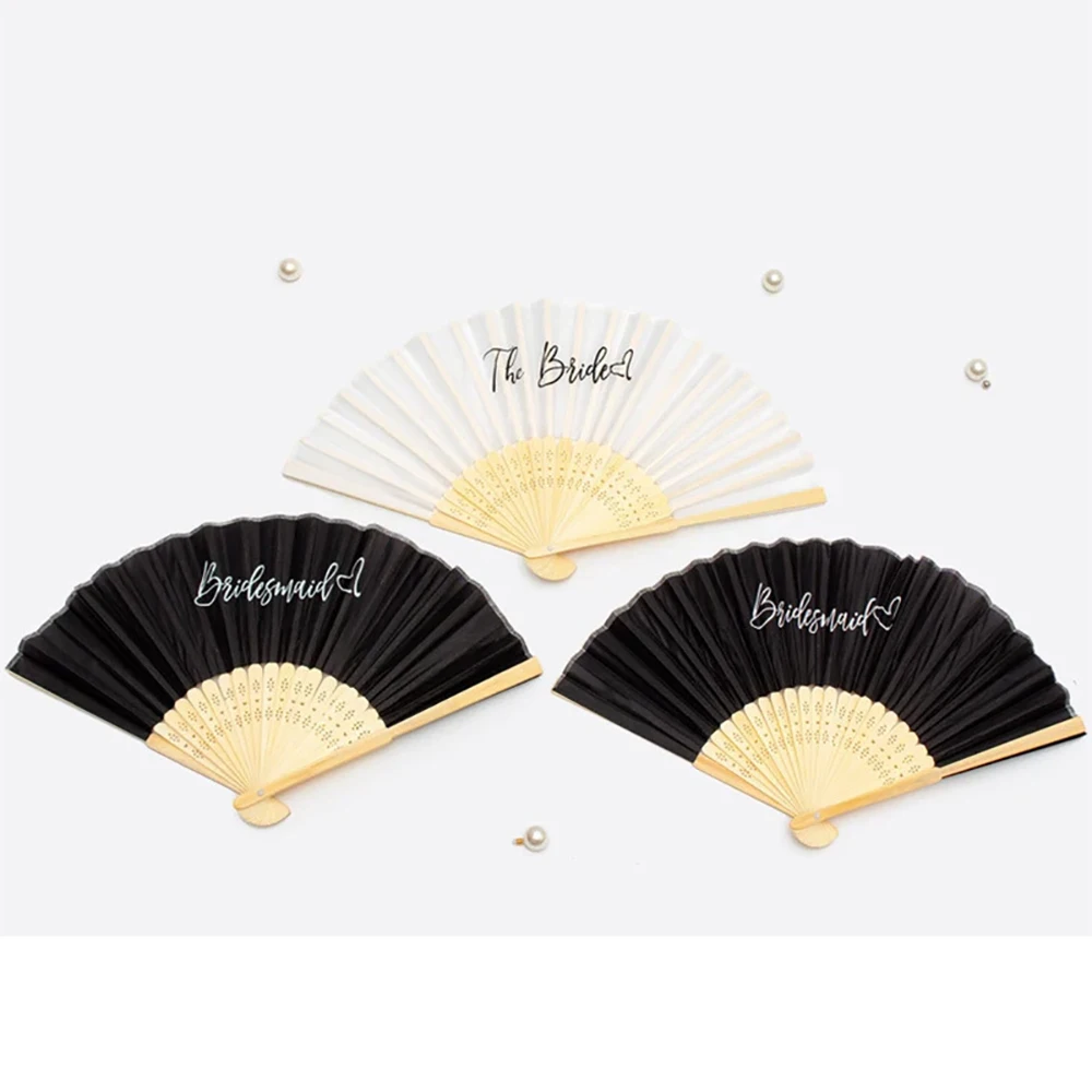 1pcs White Bride Folding Fans Bamboo Hand Fan Foldable Party Wedding Supplies Souvenir Gifts Wedding Engagement Party Decoration