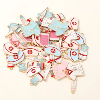 10個新款醫生護士藥罐溫度計藥瓶掛件可愛護士節鑰匙扣吊墜飾品製作 8 最佳銷售 藥丸護符 - №7