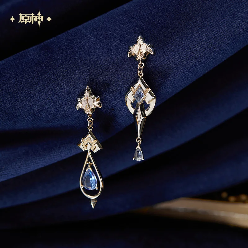 Official Furina Earrings Game Genshin Impact Theme Impression Serie Cosplay Ear Clip S925 Silver Ear Stud Doujin Jewelry Gifts