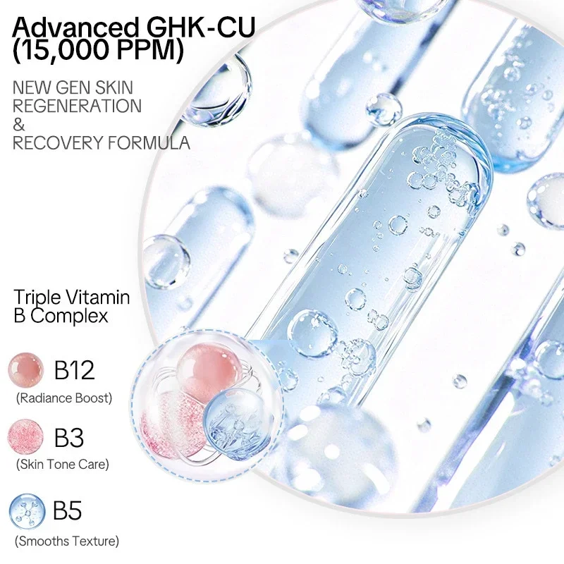 GHK-Cu Blue Copper Silk Peptide Ampoule Serum Deep Collagen Hydrate Moisturize Soften Smooth Firm Korean Facial Skin Care