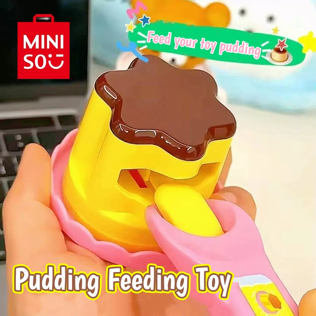 

MINISO еда для кормления пудинг игрушка для кормления настольное украшение милое розовое желе клубничный пудинг набор украшений модели для детей девочек