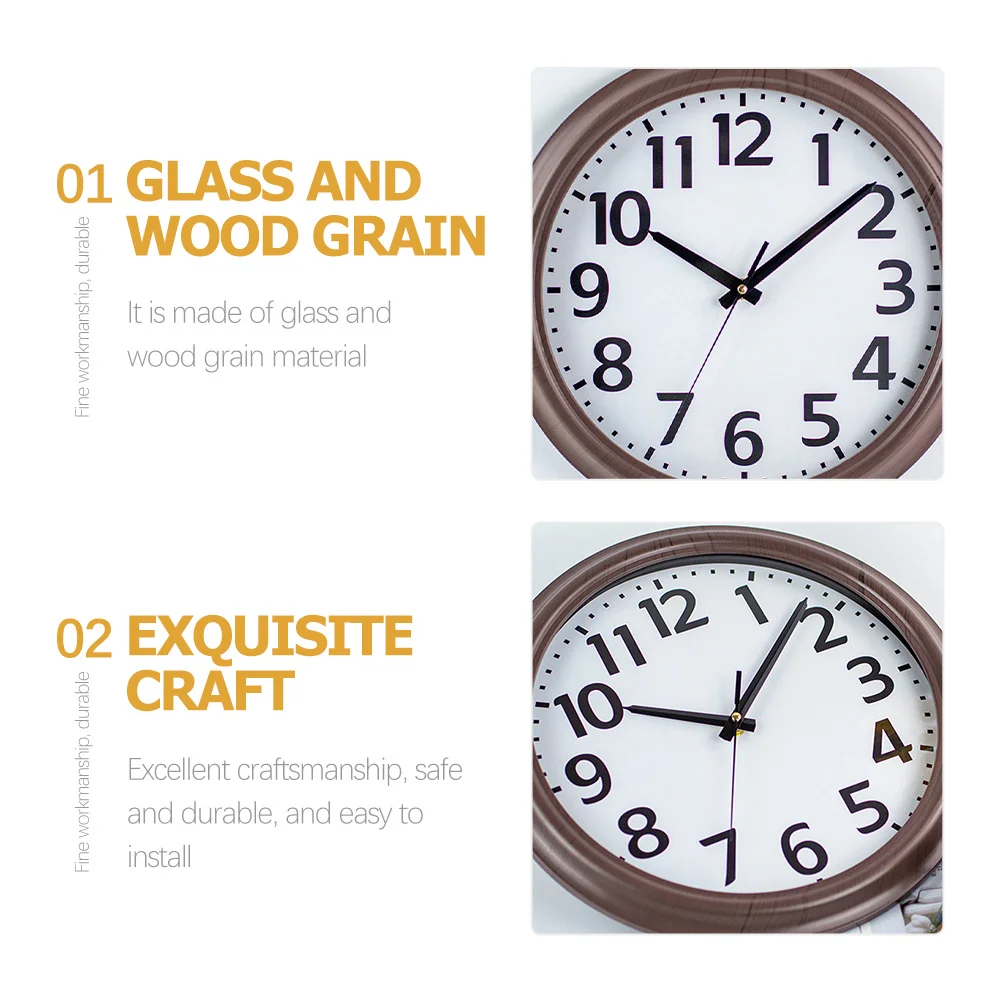

Wood Grain Round Wall Clock Silent Non Ticking Vintage Decorative For Bedroom Living Room Office Classroom Home Modern Mute