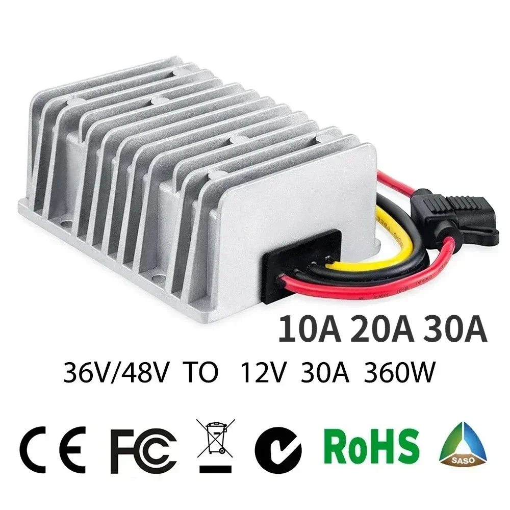 

36V 48V to 12V 10A 20A 30A Voltage Reducer Step Down Converter Buck Regulator DC DC Golf Cart with Fuse CE RoHS Waterproof