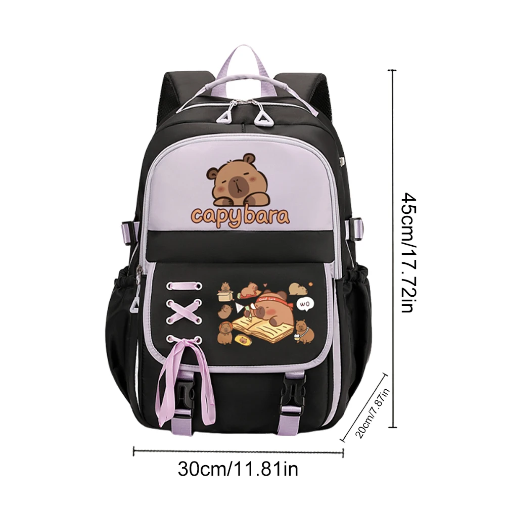 حقائب ظهر للكمبيوتر من كابيبارا بحزام كتف قابل للتعديل، حقائب ظهر لطيفة للفتيات، حقيبة ظهر مدرسية كرتونية لطيفة للمراهقين #6