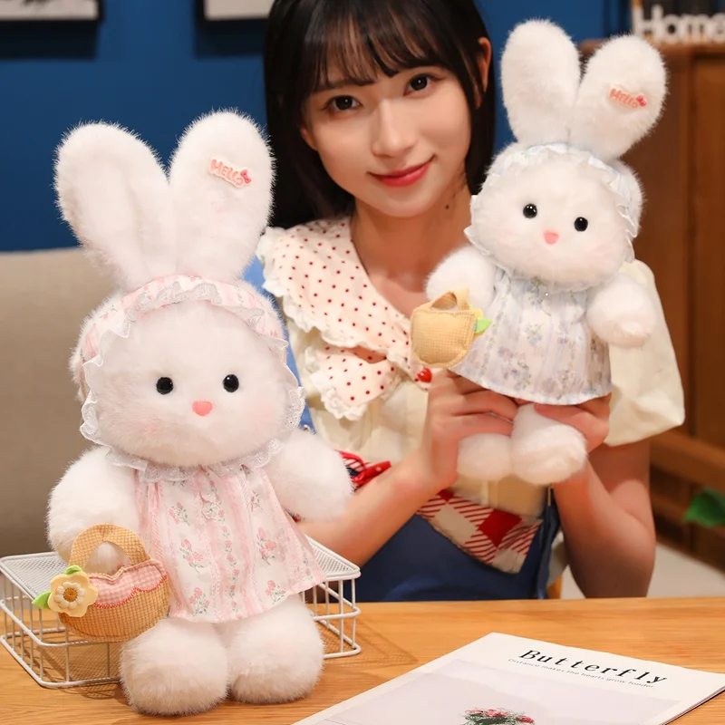 35cm Kawaii Dressing Rabbit Plush Toy Big Size Stuffed Animal Rabbit Soft Doll Pillow Kids Toys Birthday Christmas Gift for Girl
